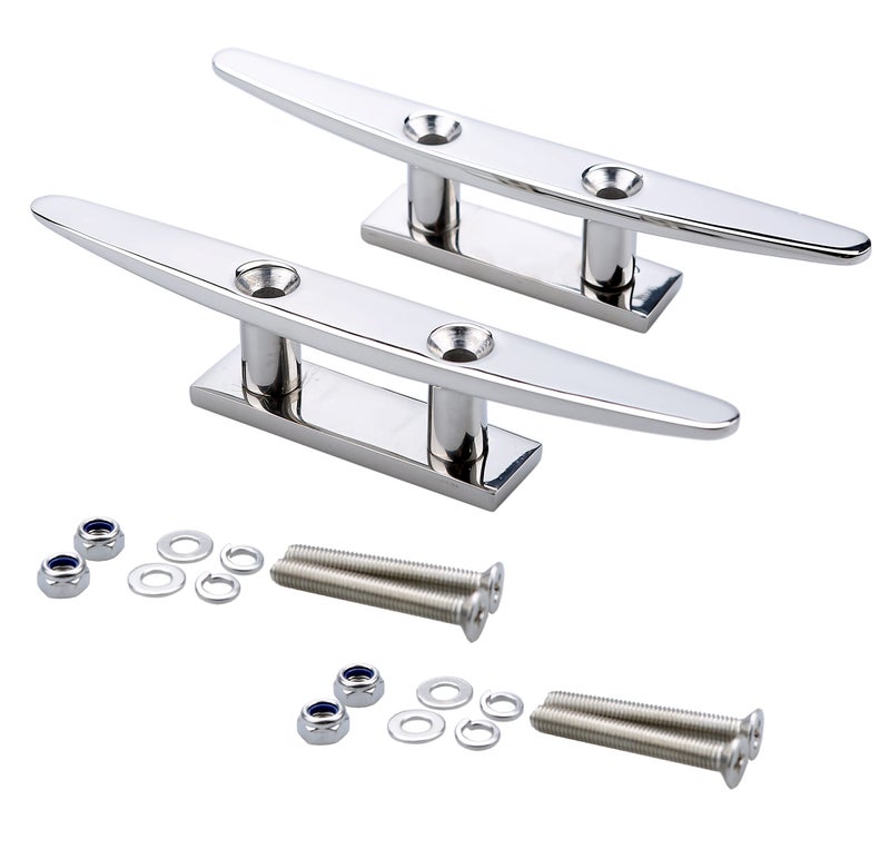 Thorn Boat Cleat 8 Inch Marine Dock Cleats 316 Stainless Steel Flat Top (8-in,2-pack) - Image 1